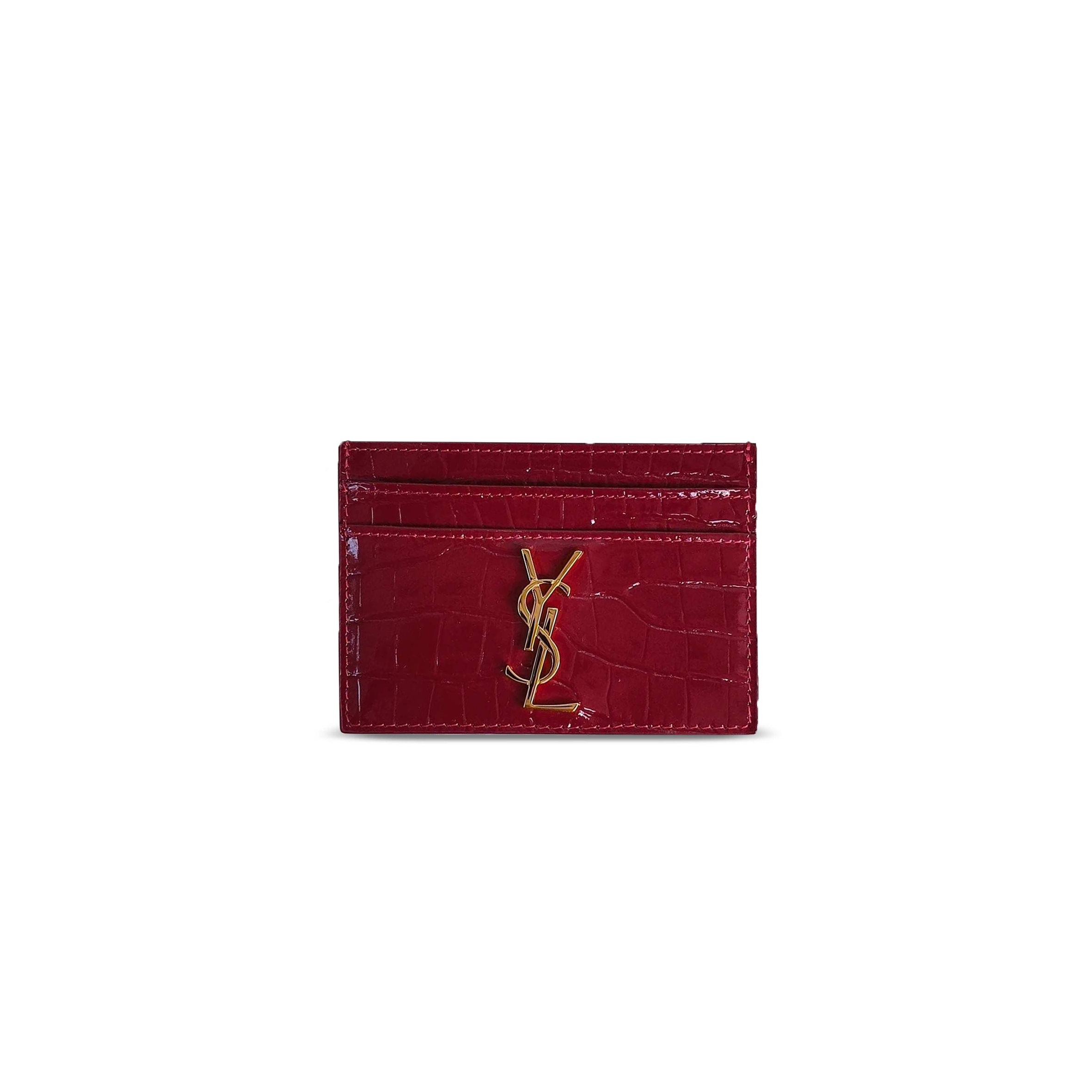 YSL CASSANDRE CARD CASE IN CROCODILE-EMBOSSED SHINY LEATHER 370778 (10.5*7.5*0.5cm)